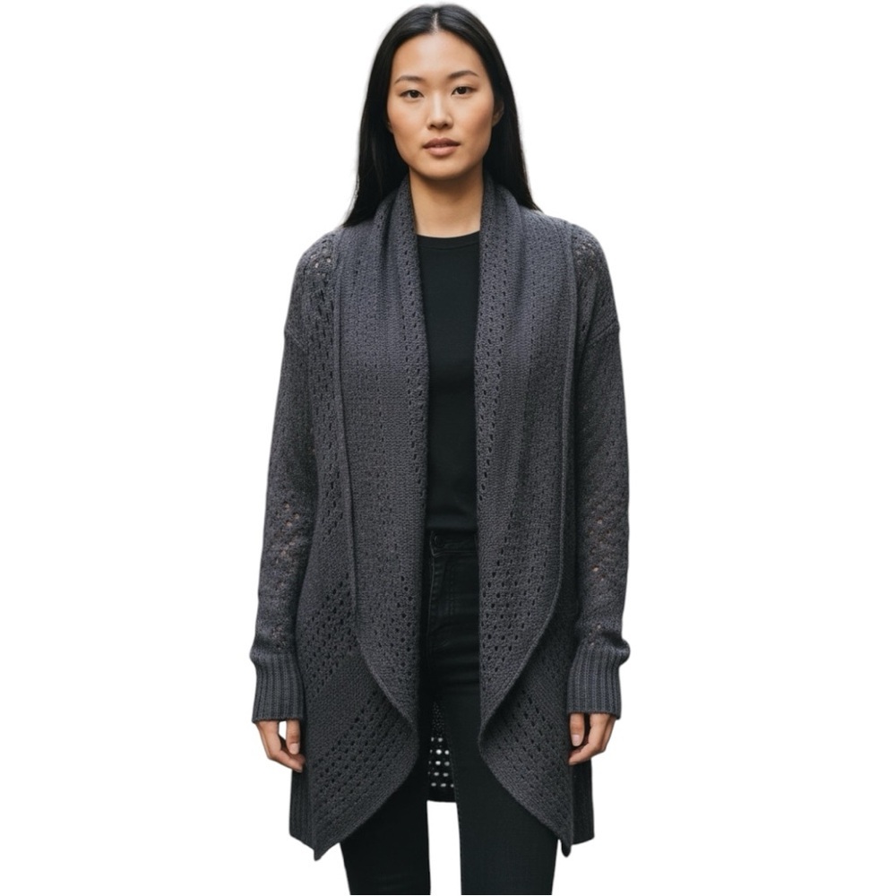 Gaiam Dark Grey Yoga Open Front Cardigan Sweater Size M